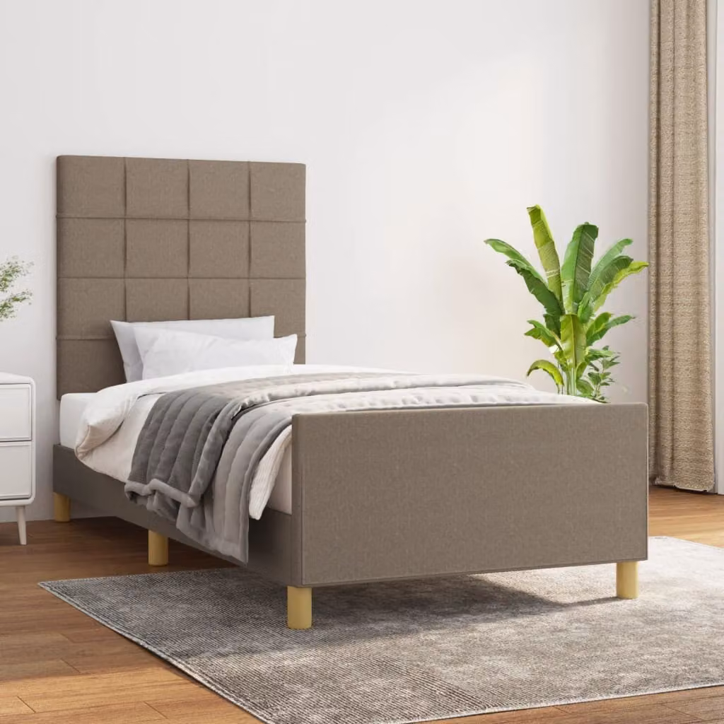 vidaXL Letto con testiera Taupe 80x200 cm Tessuto - Letto con testiera - Letto con testiera - Letto - Letto con testiera