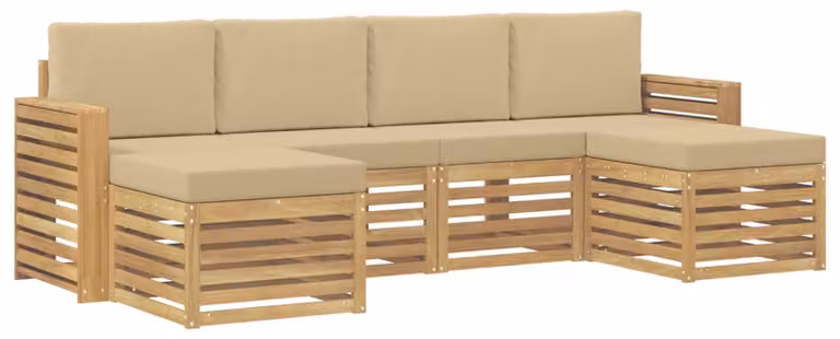 Set di divani da esterno, 6 pezzi, colore beige, dimensioni 257 x 122,5 x 73 cm