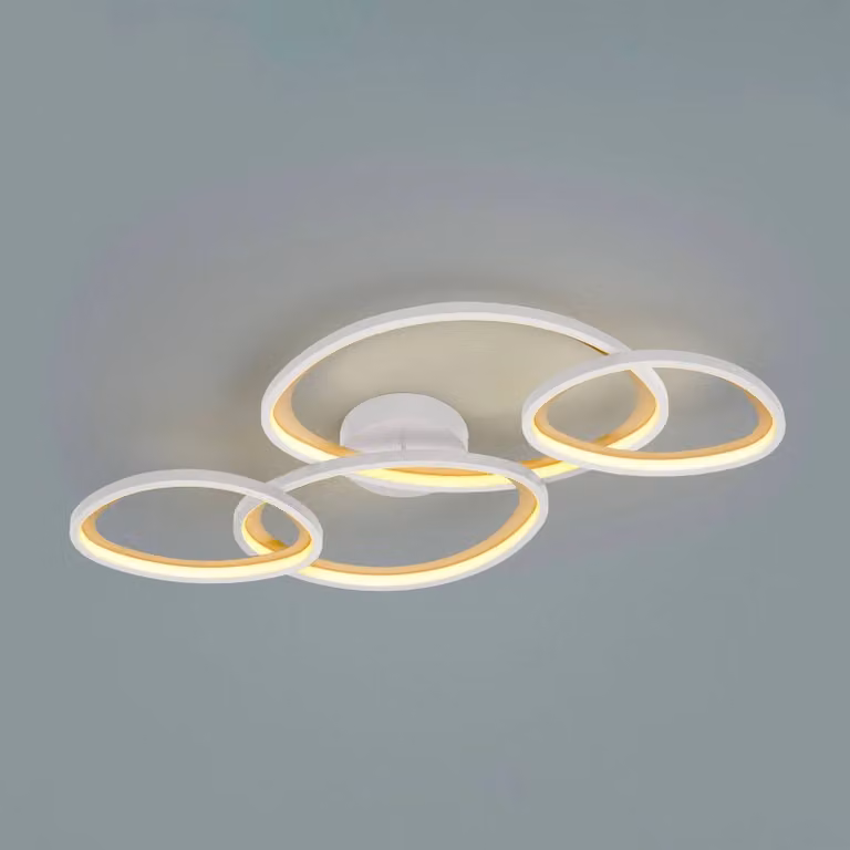 Trio Lighting Plafoniera soffitto Sivo, dimmerabile, Bianco / Opale, Soggiorno / Sala da pranzo, Metallo, Plafoniera
