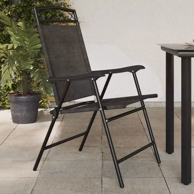 Set di 8 sedie pieghevoli vidaXL in acciaio e textilene grigio per giardino e terrazza – 1