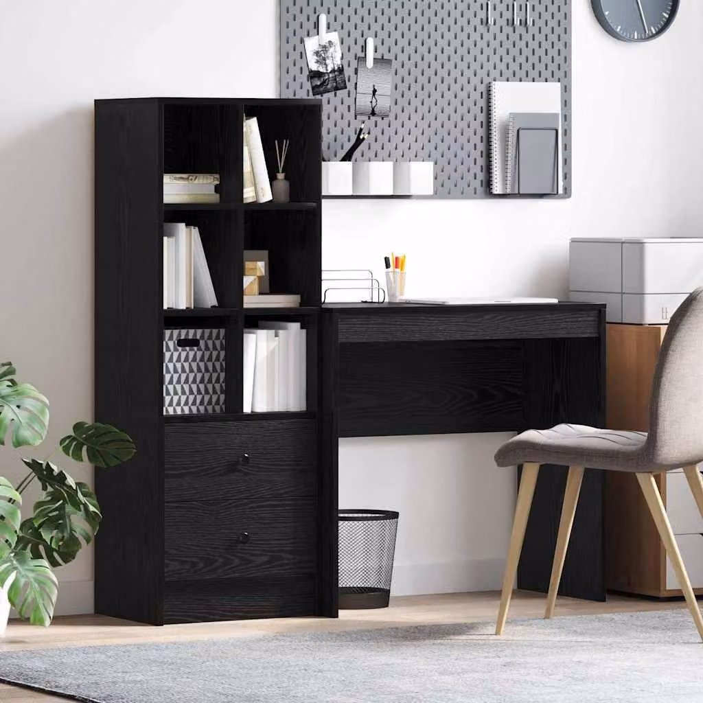 Maison Exclusive - Scrivania con cassetto 2 pcs Rovere Nero
