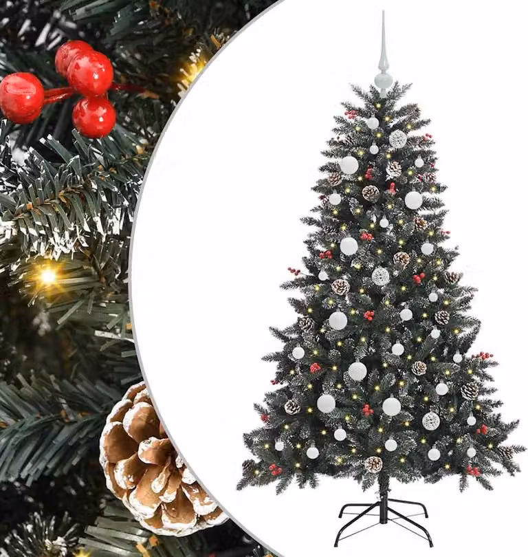 Albero di Natale artificiale verde 120 cm PVC, plastica e acciaio