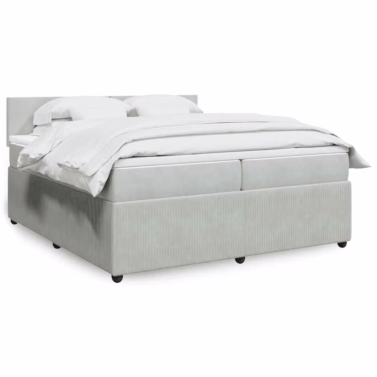 vidaXL Giroletto a Molle con Materasso Ibrido in Velluto Grigio Chiaro L/P: 200 x 200 cm