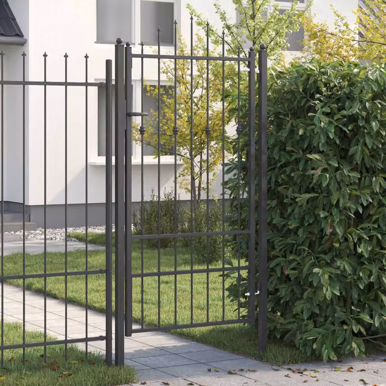 Cancello singolo per recinzione vidaXL ASTEN in metallo bloccabile, disponibile in nero o antracite, L: 100 cm, H: 175 cm