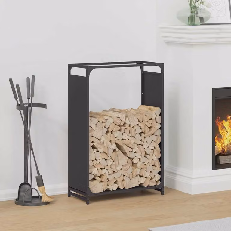 Rastrelliera per legna da ardere vidaXL, colore nero, L 60 cm x P 28 cm x H 90 cm