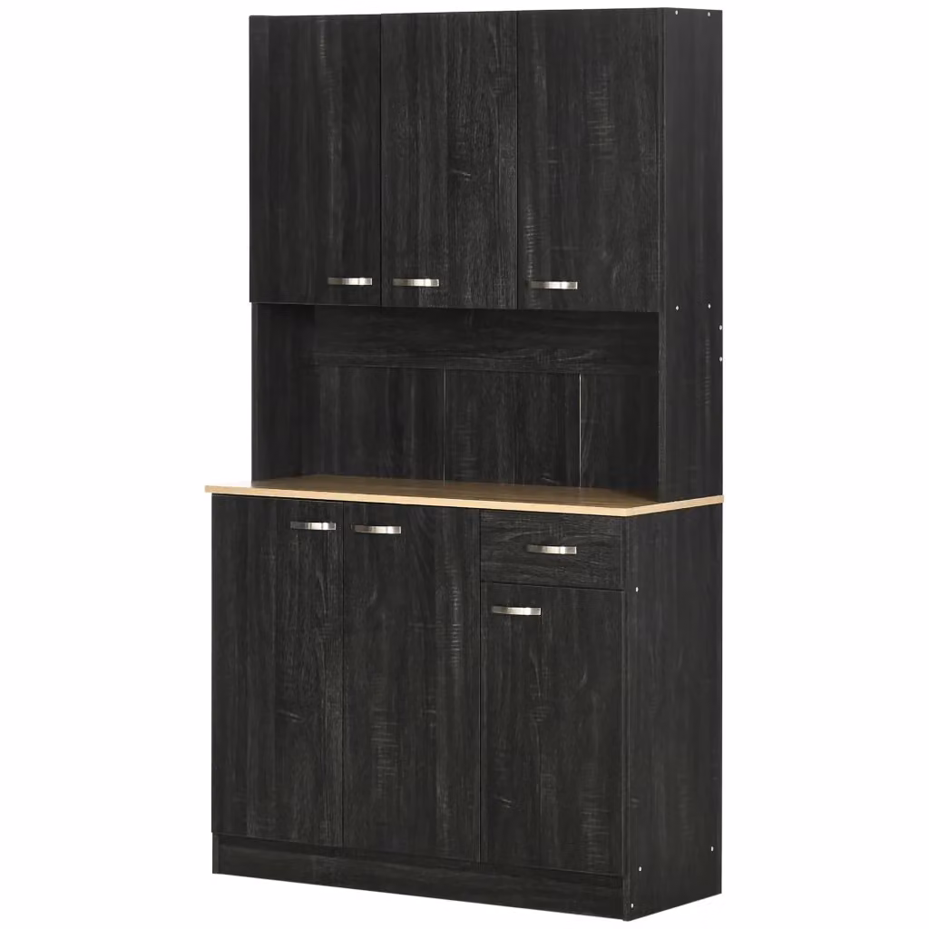 Mobile da cucina moderno Xylo con cassetto e 6 ante, colore nero, L: 101 cm, P: 39 cm, H: 180 cm – 2