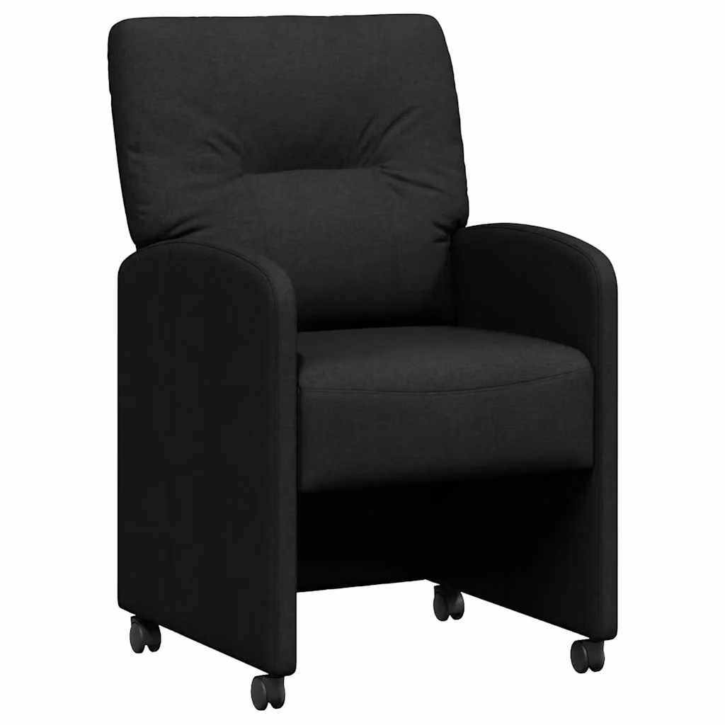 Set di 2 sedie da pranzo vidaXL con ruote e braccioli in tessuto nero L: 57 cm, P: 67 cm, H: 95 cm – 2