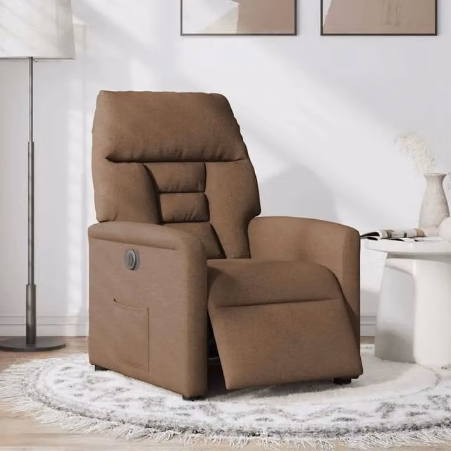 Poltrona | Sedia Relax Elettrica Reclinabile Marrone in Tessuto
