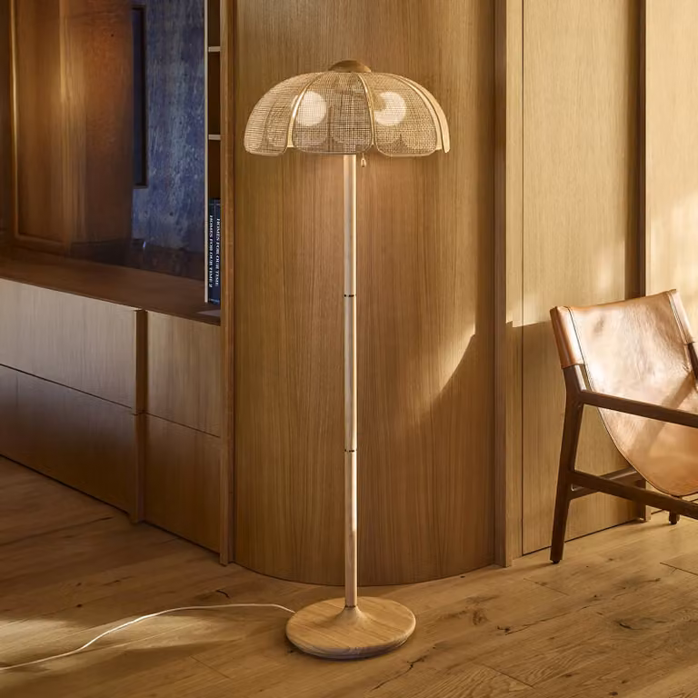 MARKET SET Lampada da terra Coquillage, Legno chiaro, Soggiorno / Sala da pranzo, Legno, Design, Lampada da terra