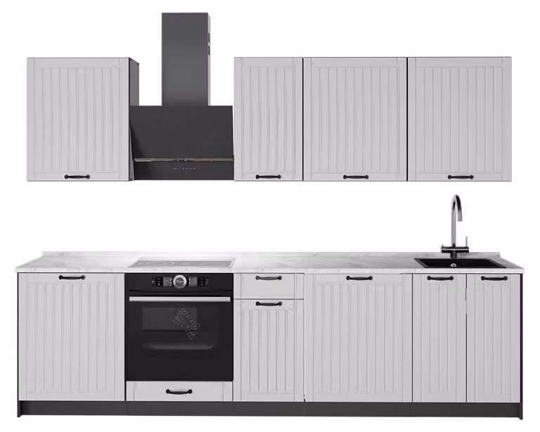 Cucina componibile Vicco Fame-Line Bianco rustico/Antracite 280 cm, PL Marmo, Model 64183