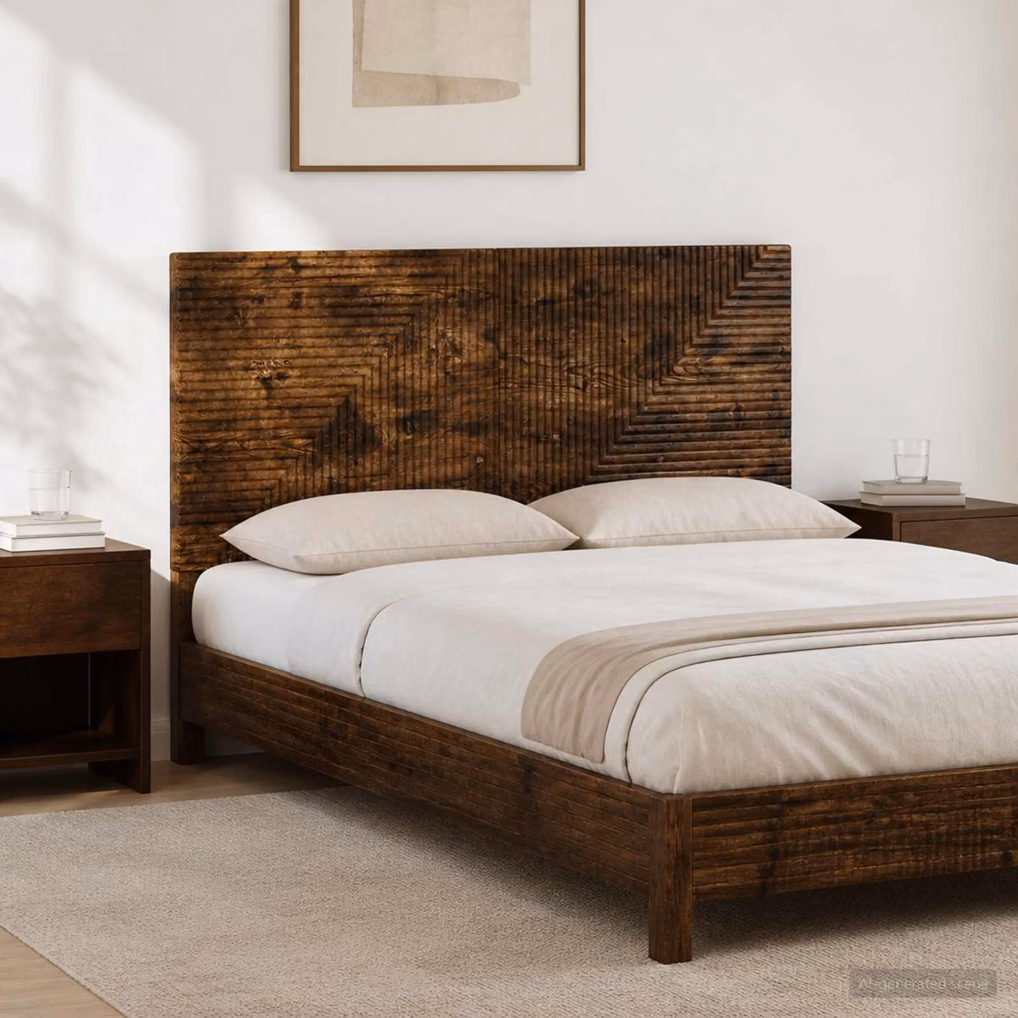 Testiera da muro vidaXL HAARLEM in legno ingegnerizzato Rovere Fumo, marrone, L: 120 cm, H: 50 cm, P: 10,44 cm