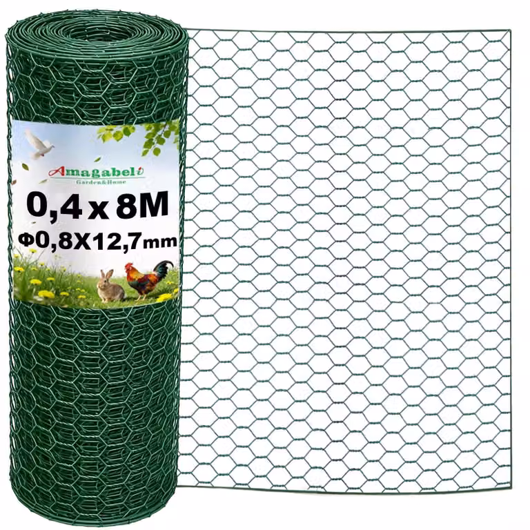 Solidchoice - Rete esagonale da 8 metri con rivestimento in PVC, ideale per recinzioni per animali e progetti di giardinaggio