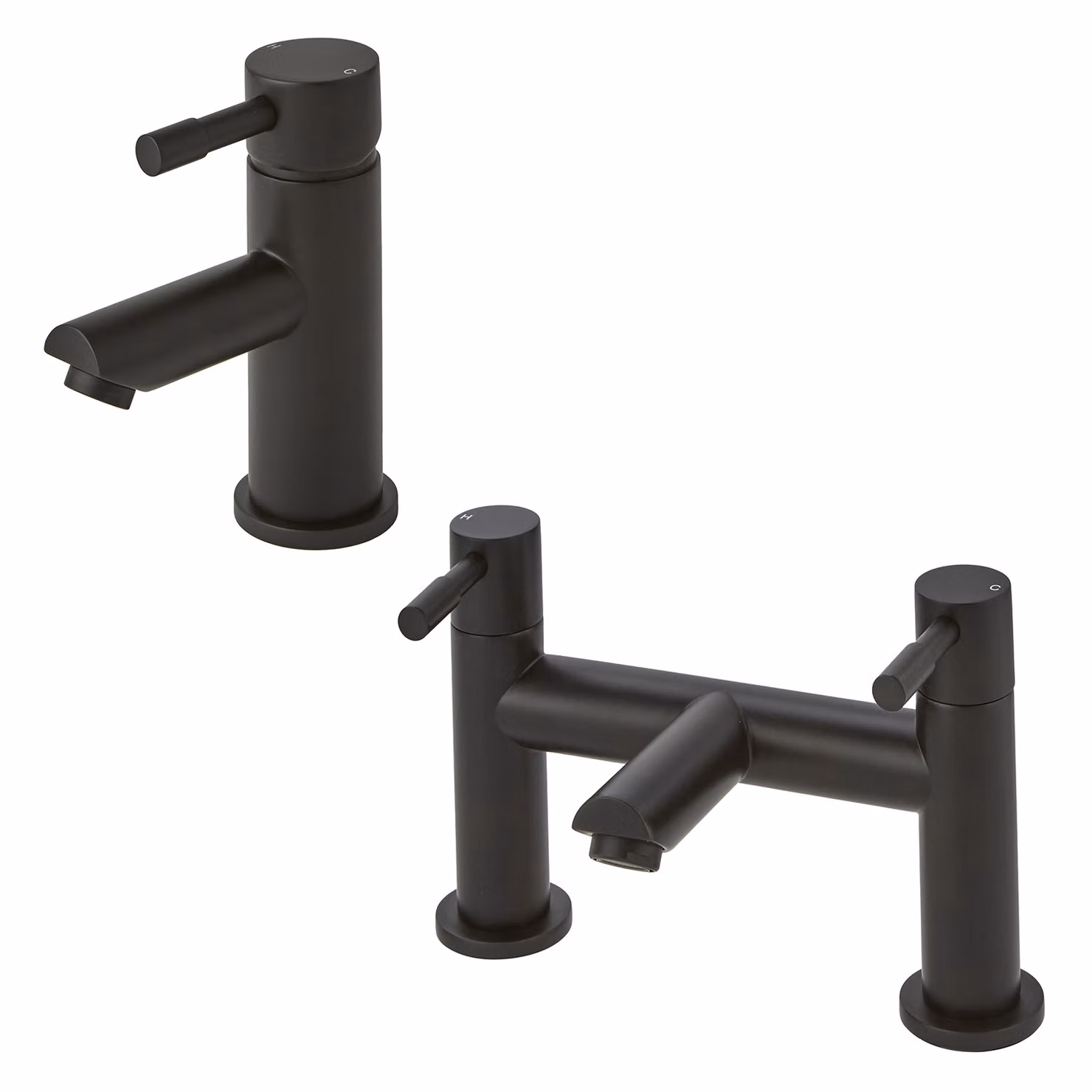 Set di miscelatori Hudson Reed per lavabo e bagno in ottone, leva singola, nero opaco