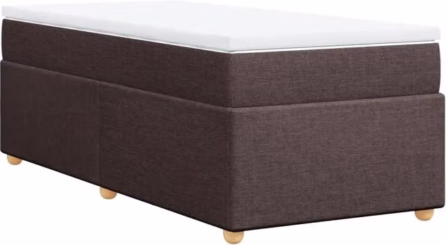 Letto singolo | Letto per adulti | Giroletto a Molle con Materasso Marrone Scuro 90x190cm Tessuto