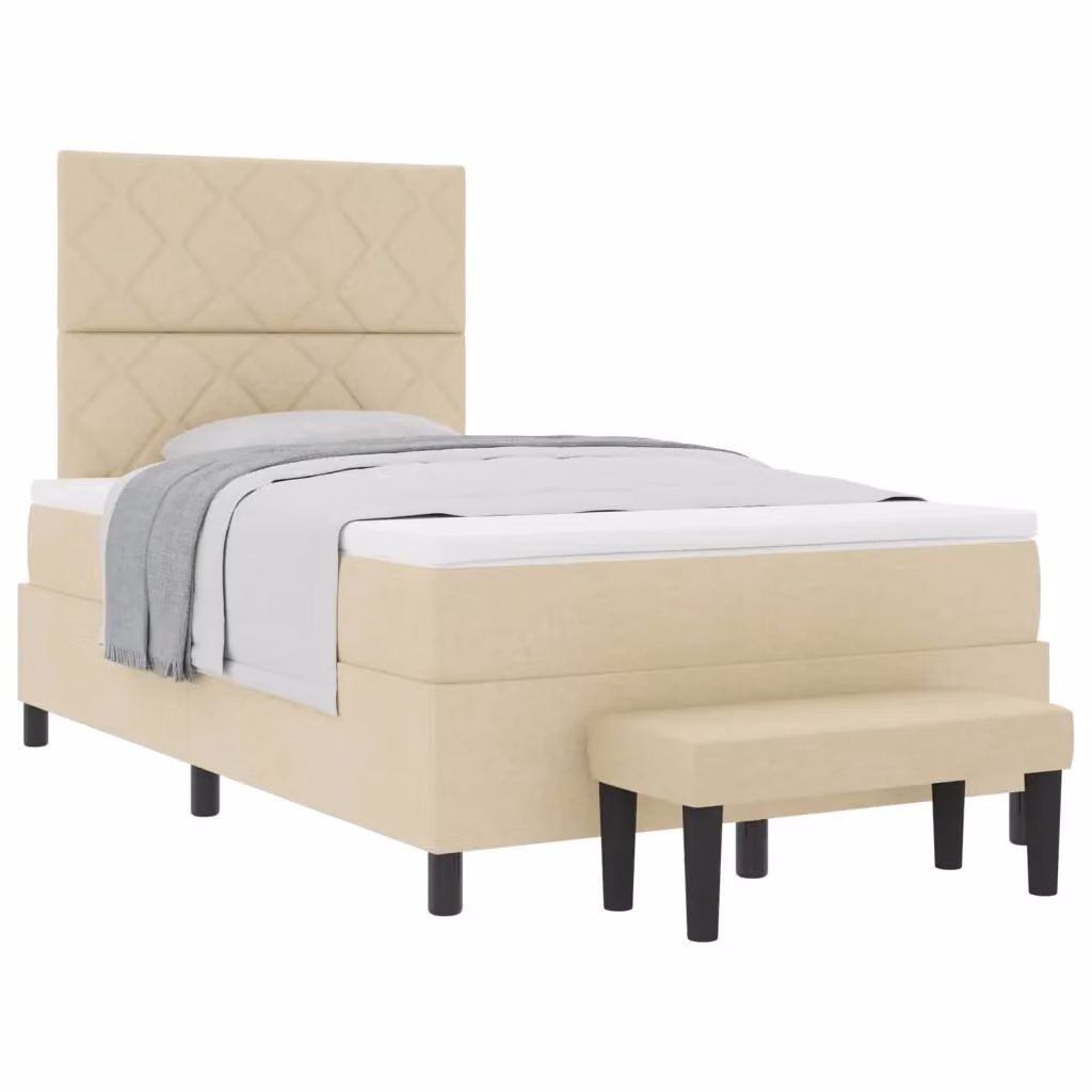 Letto ibrido con materasso e testiera vidaXL in tessuto beige L 120 cm x P 200 cm – 2