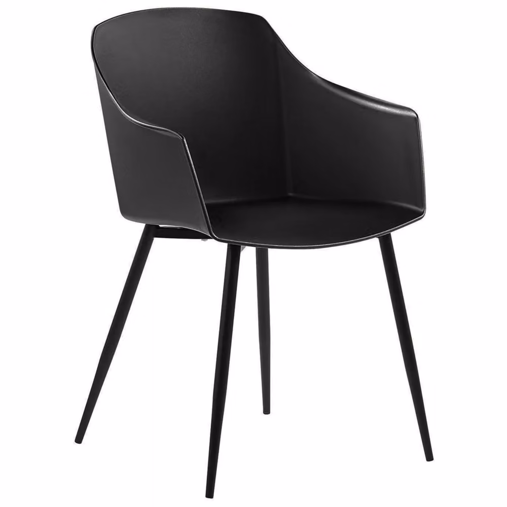 Set di 2 sedie da pranzo Beliani nere con braccioli in plastica e metallo per soggiorno e cucina – 2
