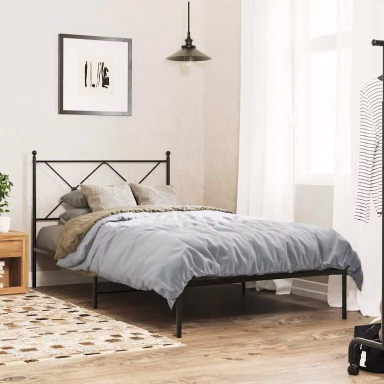 vidaXL Giroletto con Testiera in Metallo Nero L/P/H: 100 x 200 x 90,5 cm