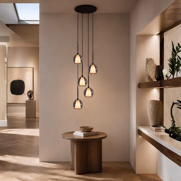 s.luce Belluna gallery light 5-flame Ø 60cm baldacchino marrone Ø 24cm 5-flame rotondo