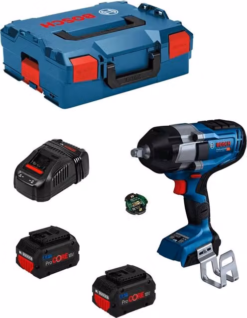 Avvitatore a massa battente Bosch GDS 18V-1000 C con 2 batterie ProCORE da 8,0 Ah, caricabatterie GAL1880CV, L-Boxx 136 e modulo Bluetooth GCY42