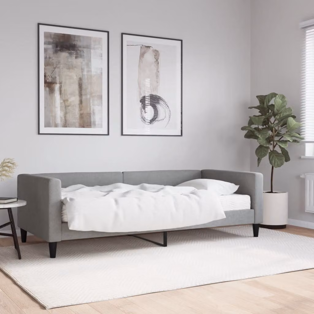 vidaXL Divano Letto Moderno in Tessuto Grigio con Materasso L/P/H: 90 x 200 cm