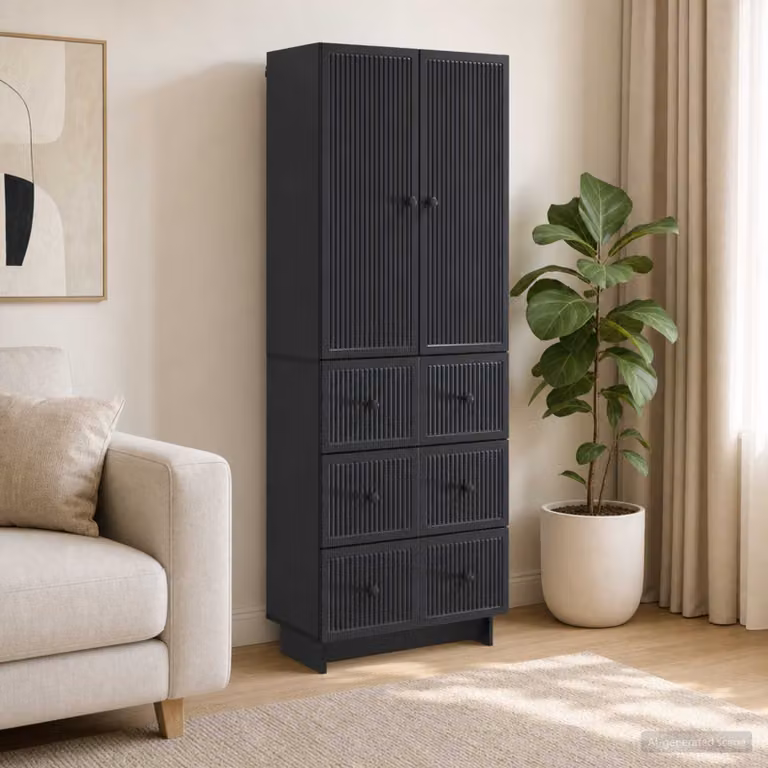 Set di 2 armadi a muro vidaXL in MDF nero e antracite con ante a battente e cassetti interni per soggiorno o esterno L/P/H: 90,0 x 34,5 x 66,0 cm