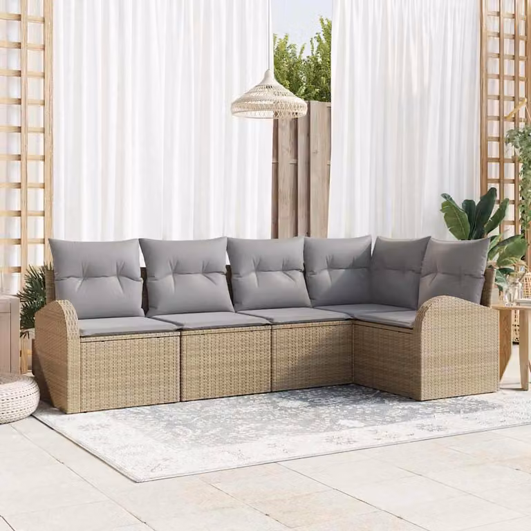 Maison Exclusive - Set di divani con cuscino 5 pcs Beige Poliestere