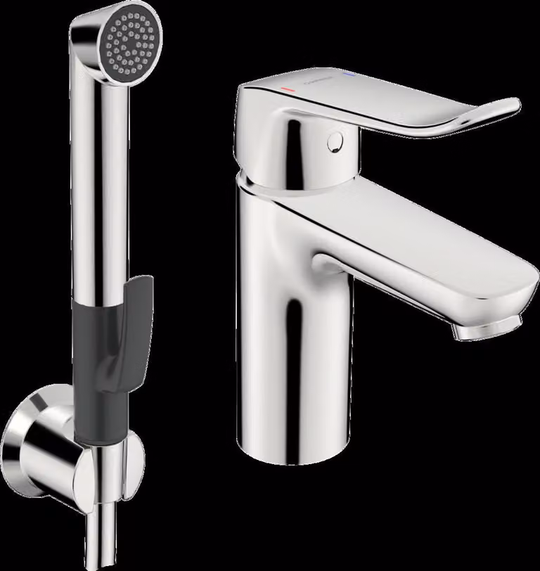 HANSA HANSACARE Mitigeur de lavabo avec douchette fonctionnelle, saillie 114 mm, chromé, 46282206, 46282206