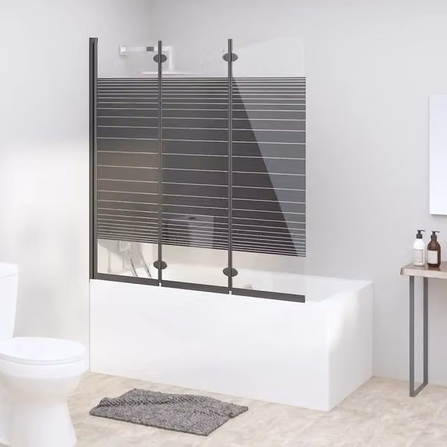 Box Doccia Pieghevole vidaXL a 3 Pannelli in ESG Nero L: 130 cm, P: 130 cm