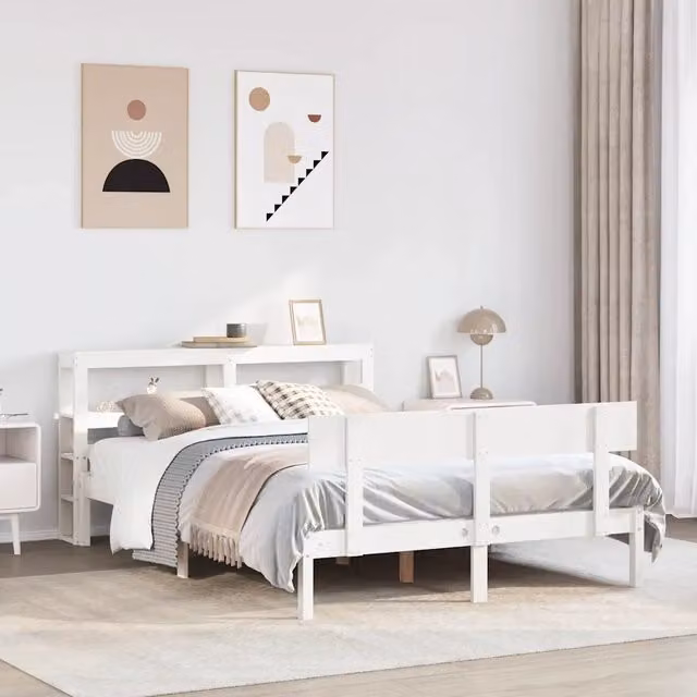 Letto senza Materasso Bianco 120x200 cm Legno Massello di Pino 3305799