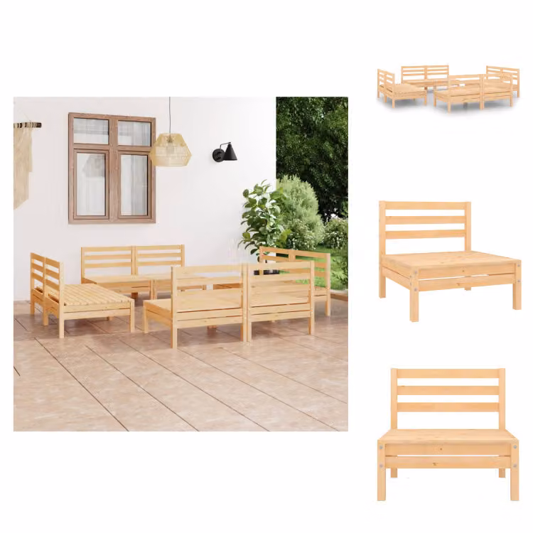 vidaXL set salotto da giardino 8 pezzi in pino massello - Set di mobili da giardino
