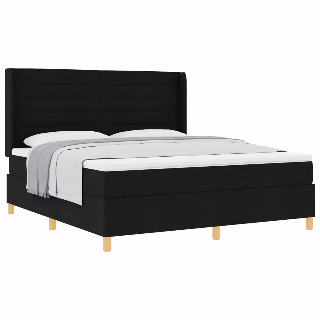 Letto a molle con materasso vidaXL in tessuto nero e oro L/P: 180 x 200 cm – 2