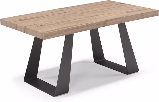 Tavolo da pranzo allungabile Redokasa moderno in noce con top in laminato MDF e struttura in metallo, colore marrone