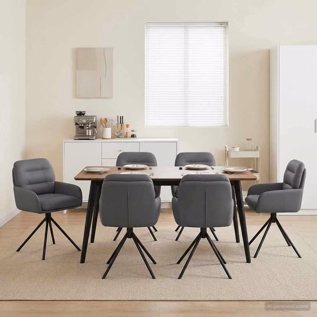 Set di 6 sedie da pranzo girevoli vidaXL in similpelle grigia con design moderno per cucina e sala da pranzo