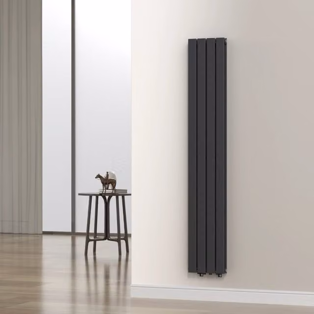 Termosifone a pannello doppio con elementi piatti neu.haus, colore nero, L: 180 cm, P: 30 cm