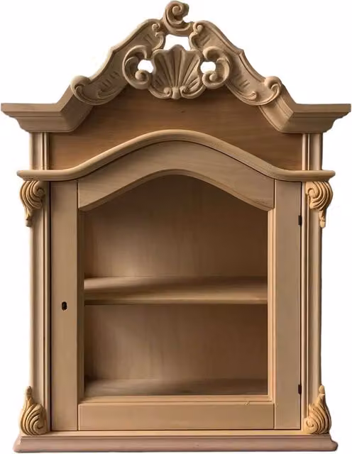 Pensile classico barocco in legno di faggio non trattato Mobili 2G L: 66 cm, P: 30 cm, H: 86 cm – 1