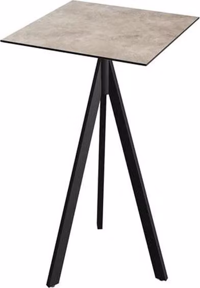 Tavolino da bar Infinity Tripod con struttura nera + piano in HPL Moonstone 70x70 cm, 1 pezzo