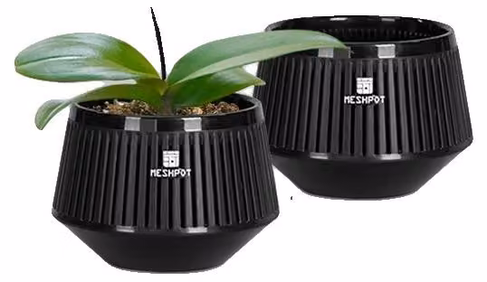 Vaso per orchidee, design a sezione aperta, estetica moderna, nero - 2 pezzi da 12 cm
