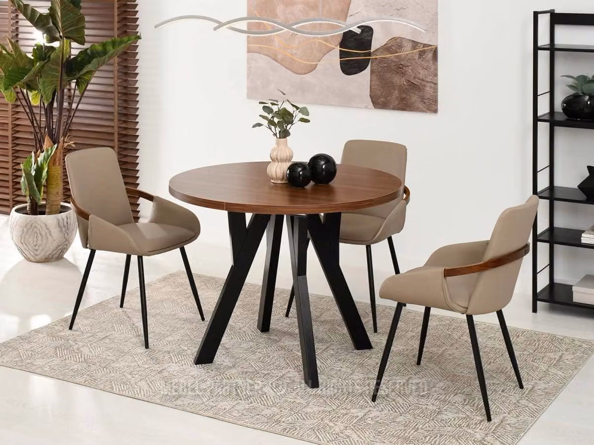 Tavolo rotondo allungabile 100(180)x100 WENDER - noce / nero