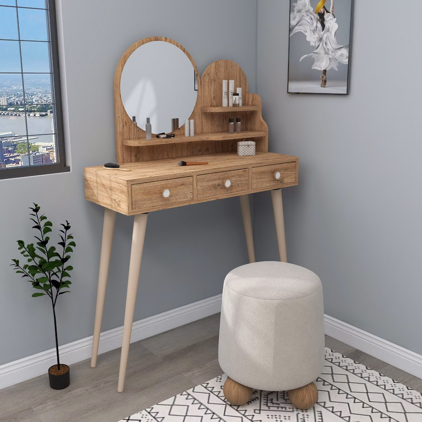 Skye Decor, Ruges - Atlantic Pine, specchiere, pino atlantico, 130,8 x 74 x 35 cm