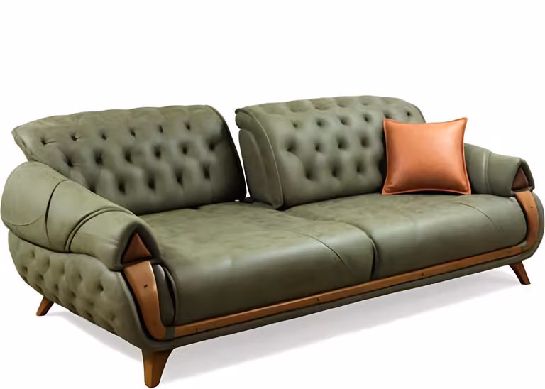 Klassischer Dreisitzer Sofa Couch Polster Möbel Wohnzimmer 3 Sitz Ledersofa