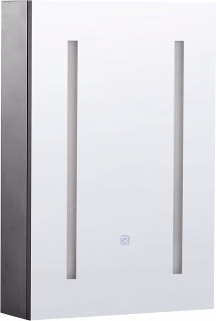 Mobile bagno moderno BELIANI in legno e vetro nero con illuminazione LED integrata e ante soft-close, L: 60 cm, H: 40 cm, P: 12 cm