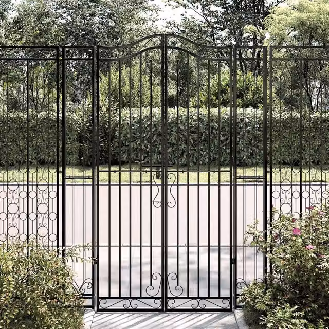 Cancello da giardino a doppia anta vidaXL in ferro battuto nero L: 121 cm, P: 8 cm, H: 180 cm