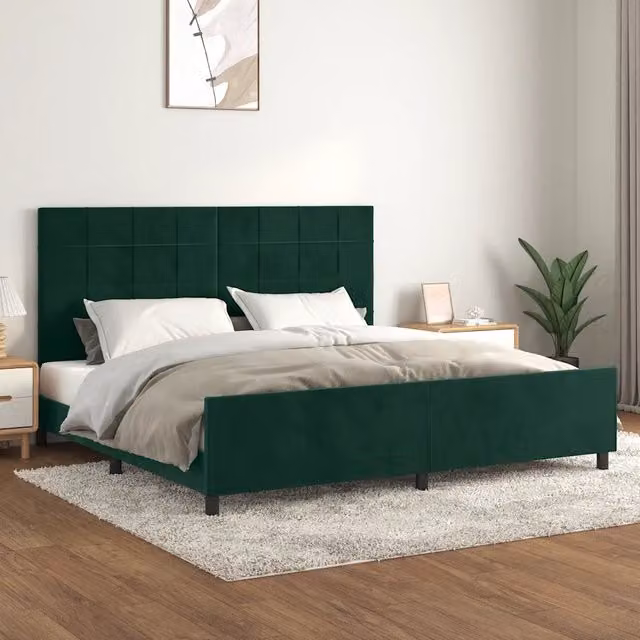 Giroletto vidaXL in Velluto Verde con Struttura in Legno di Larice L/P/H: 200 x 200 x 128 cm – 1