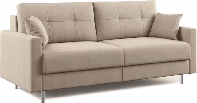 Divano letto matrimoniale Megan Divani.Store in microfibra smacchiabile tortora L: 208 cm, Materasso: 160 x 197 cm