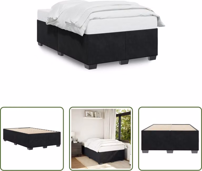 The Living Store struttura letto nera 120x200 cm in velluto