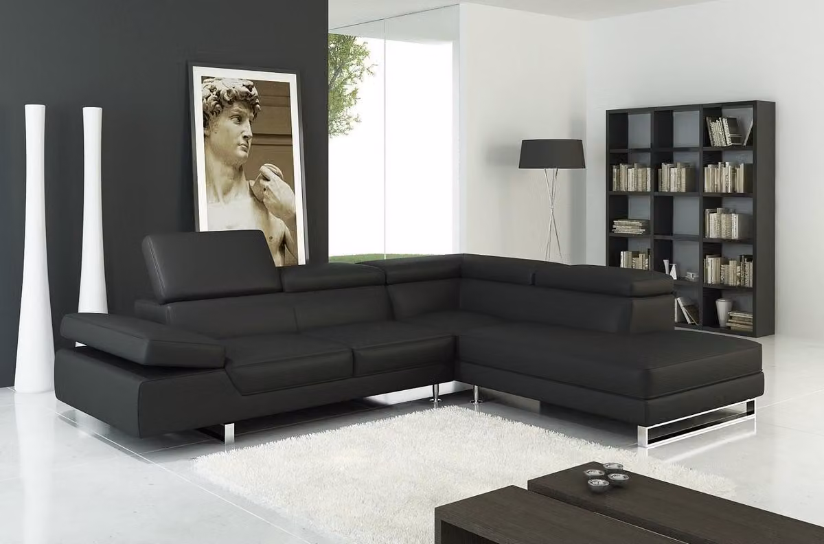 Ecksofa Ledersofa Wohnlandschaft L-Form Sofa Couch Polster Sitz Ecke Moderne