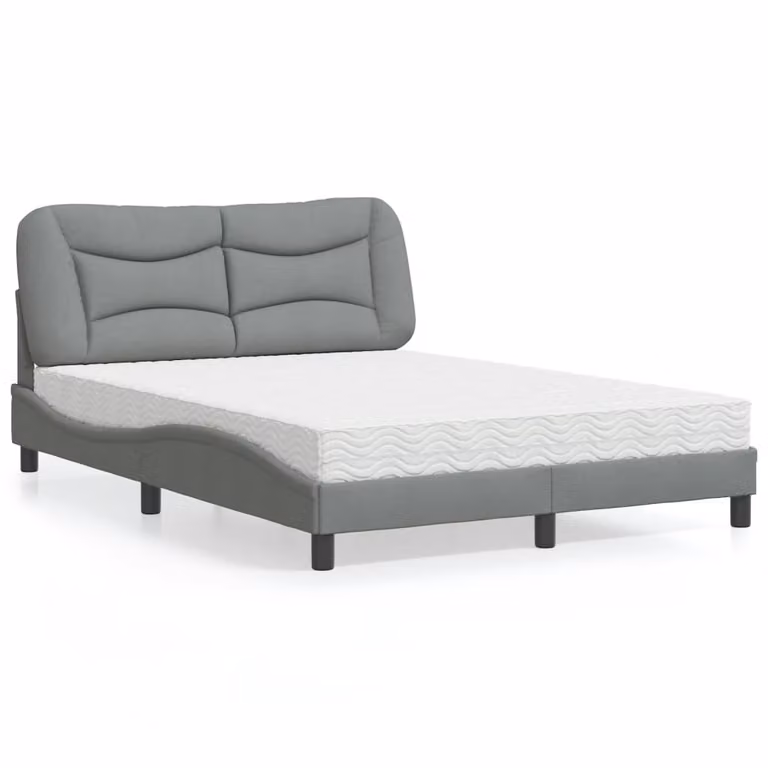 Letto con Materasso Hvar vidaXL Grigio Chiaro e Bianco L/P/H: 200 x 120 x 74,5 cm