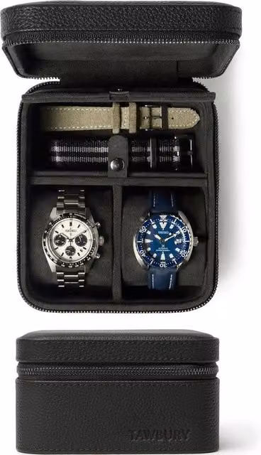 Cassaforte in pelle per orologio da viaggio - contenitore di conservazione - nero - pelle