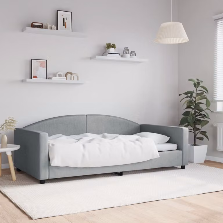 vidaXL Letto da Giorno Grigio in Tessuto L: 110 cm, P: 213 cm, H: 75 cm