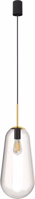 Lampada a sospensione Nowodvorski Lighting PEAR in vetro trasparente con dettagli oro e nero, Ø 22 cm, attacco E27